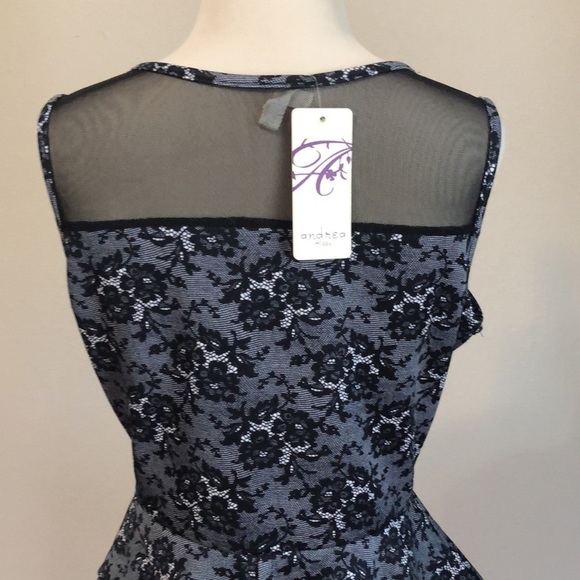 ANDREA Missy Women's Large Black and White Ruffle Drop Waist Dress Witchy NEW‎ - Picture 6 of 10